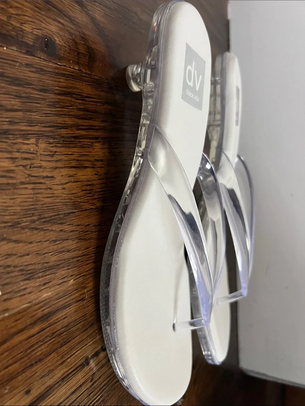 DV by Dolce Vita White Sandals with Clear PVC Straps